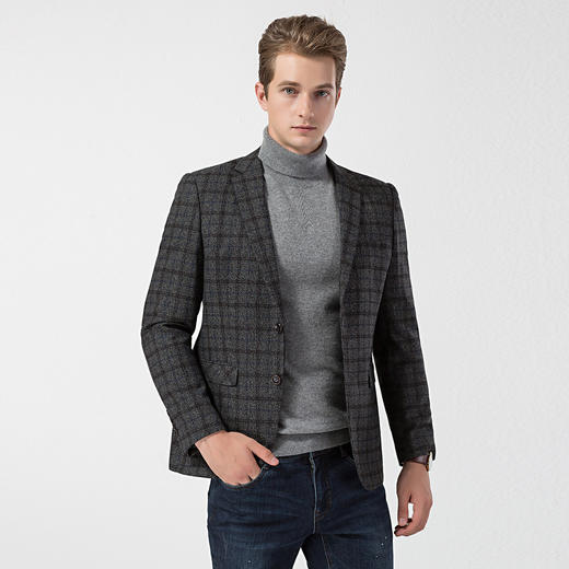 【经典格纹】罗蒙秋冬西装外套 男士正装商务休闲 爸爸装单西服开衫外套 商品图6