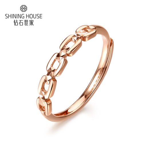 【时尚K金】钻石世家 18K金戒指 链条个性简约时尚开口可调节戒指（约1.5±0.1克） 商品图1