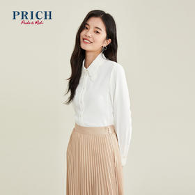 PRICH2021年冬季新款气质设计感小众刺绣领百搭衬衫女PRBAB4901M