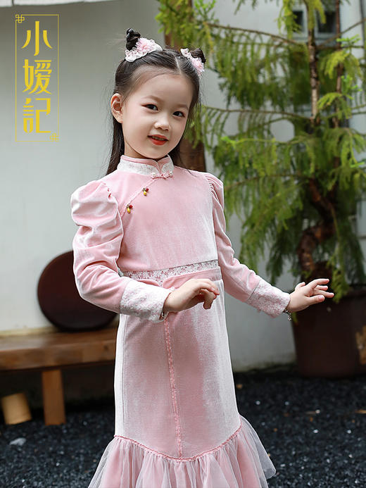 小嫒記国潮中国风新中式高端童装洋气旗袍-芳菲 商品图2