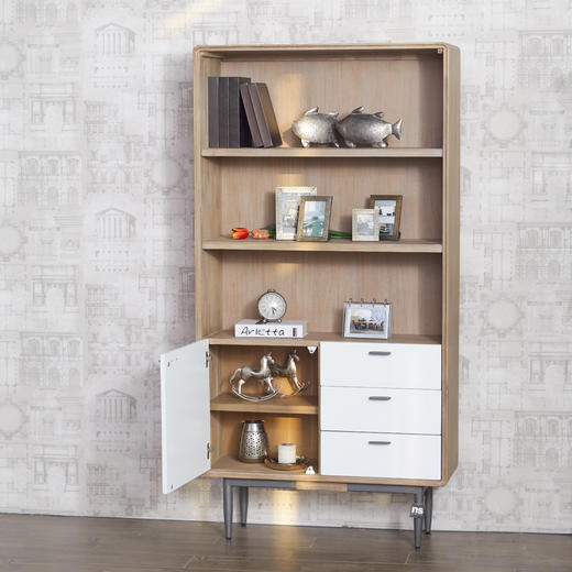 NS家居nsfurniture客厅书房进口ALB系列实木书柜/展示柜NSCB-ALB WHT L02 商品图5
