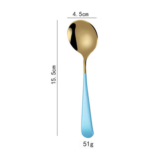 【日用百货】304韩式圆头勺镀钛金不锈钢勺子西瓜水果甜品勺汤匙圆勺 商品图3
