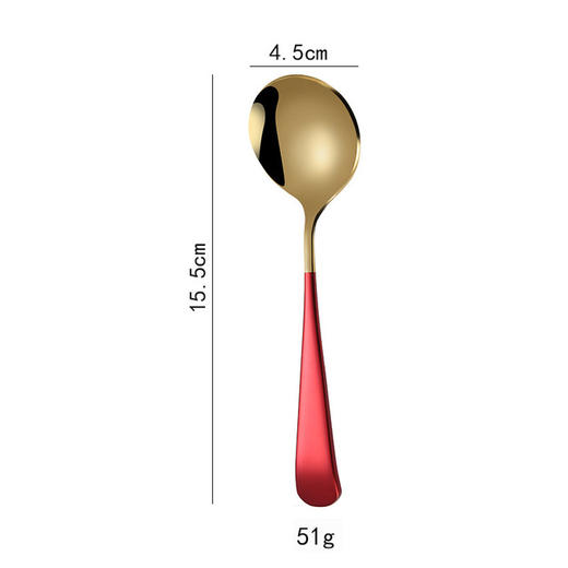 【日用百货】304韩式圆头勺镀钛金不锈钢勺子西瓜水果甜品勺汤匙圆勺 商品图5