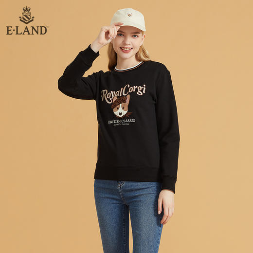 衣恋宽松简约撞色圆领柯基长袖卫衣EEMTB49C6M 商品图0