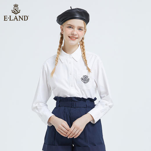 衣恋时尚气质白色长袖衬衫EEYWB49C2M 商品图4