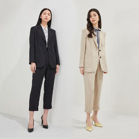 PRICH2021年秋季新款韩版宽松ⅴ领职业设计感西装外套女PRJKB7710Q