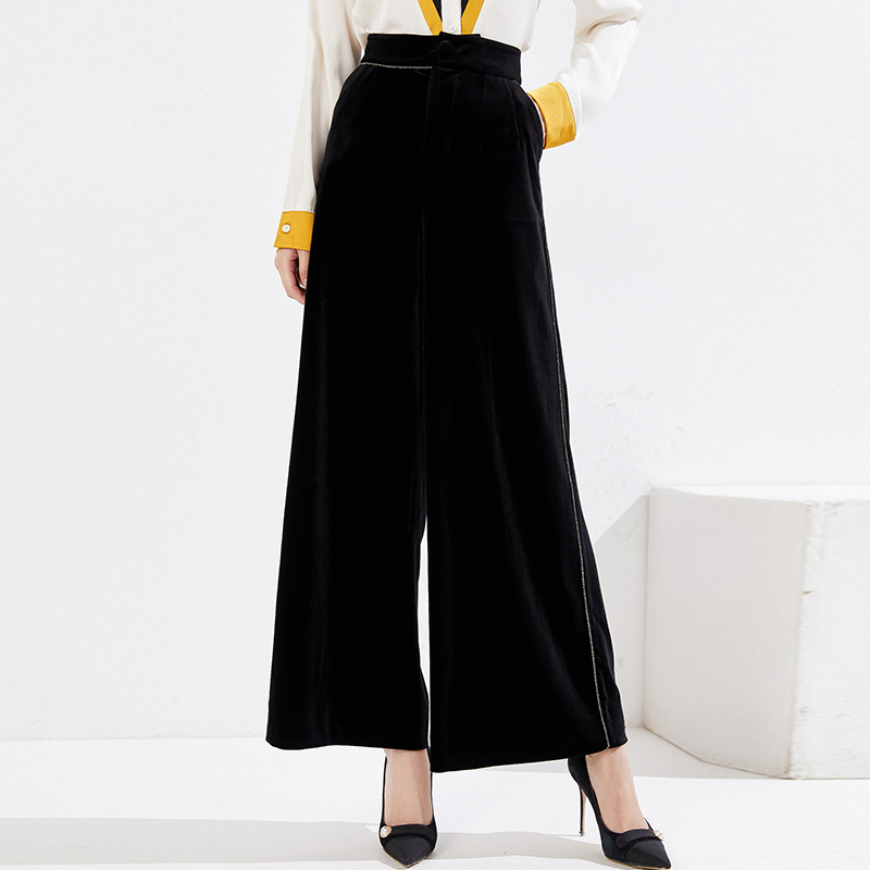 乔万尼新品金丝绒阔腿裤长裤EI3F212