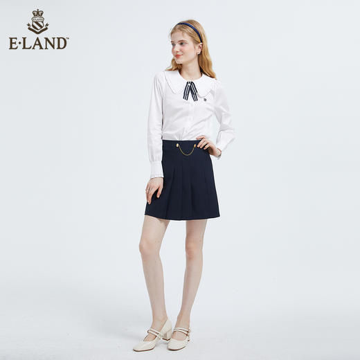 衣恋甜美竖条纹木耳边娃娃领衬衫EEBWB49C2C 商品图1