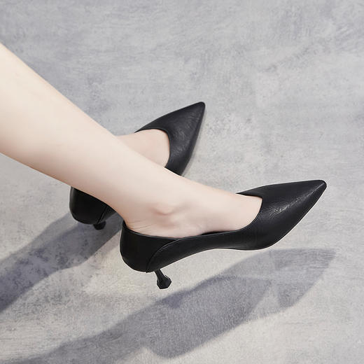 ZHR【褶纹帮面】新款通勤鞋女婚鞋子女皮鞋女高跟鞋女细跟女单鞋女鞋 商品图8