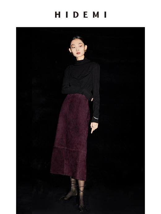 HIDEMI 中高领弹力打底上衣 黑色/焦糖色/白色 商品图10