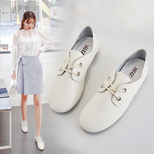 ZHR【一鞋两穿】通勤鞋平底单鞋女皮鞋女休闲鞋子女小白鞋女鞋 商品图0