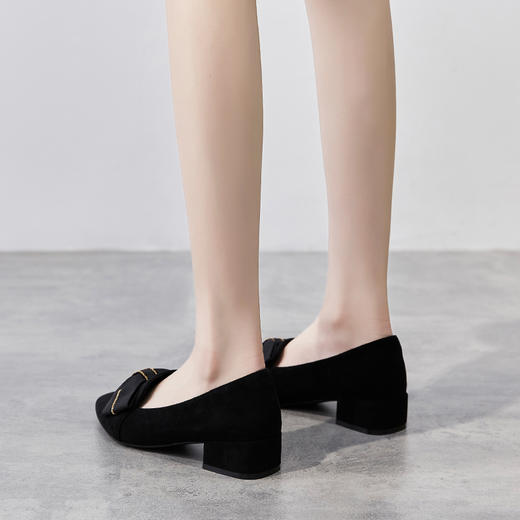 ZHR【蝴蝶结】粗跟通勤工作鞋浅口尖头鞋子女婚鞋女乐福鞋女单鞋女鞋 商品图3