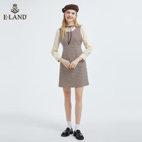 衣恋复古娃娃领假两件长袖连衣裙EEOWB49H4M