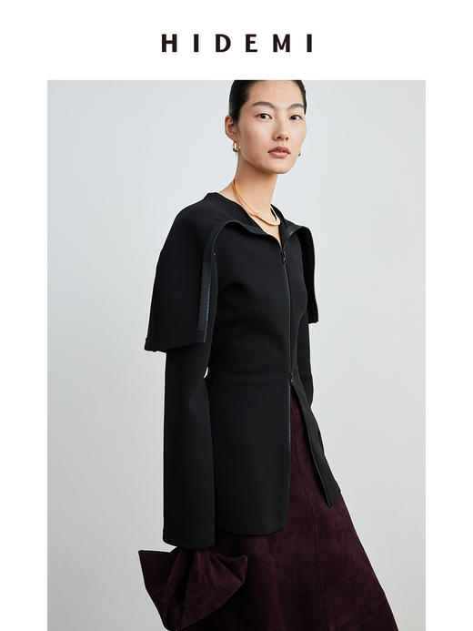HIDEMI 显瘦设计感大翻领拉链外套 商品图6