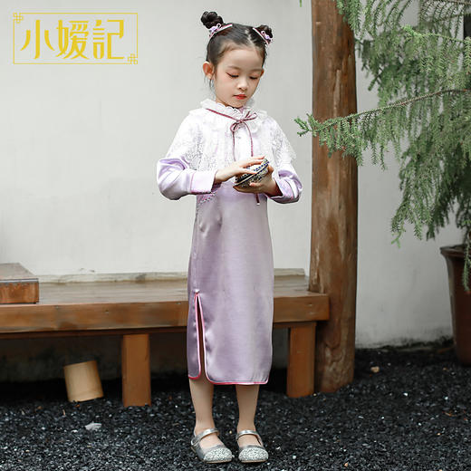 小嫒记 紫烟 汉服连衣裙女童古装汉服襦裙-紫烟/粉烟 商品图2