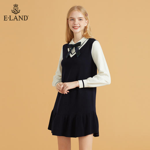 衣恋娃娃领长袖针织连衣裙女EEOKB49H2C 商品图4