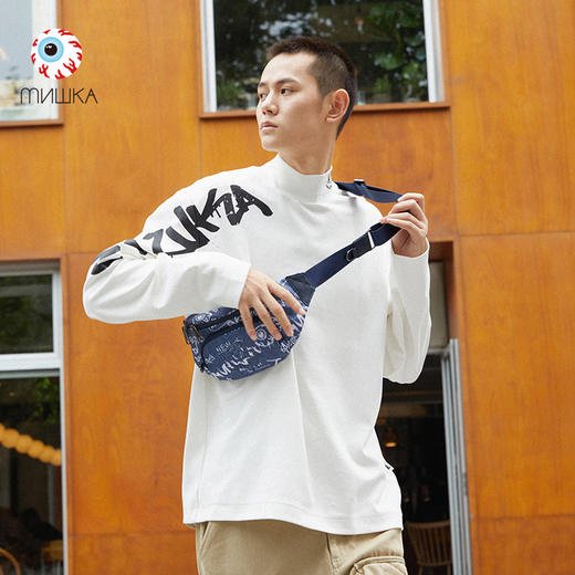 MISHKA印花高领长袖T恤M61000008M 商品图0