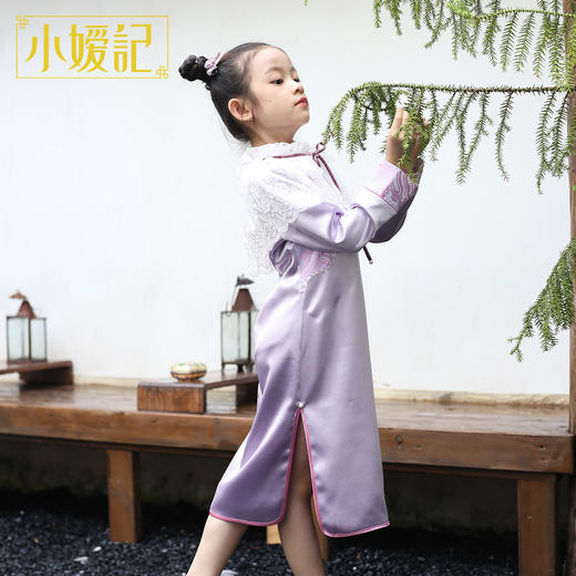 小嫒记 紫烟 汉服连衣裙女童古装汉服襦裙-紫烟/粉烟 商品图3