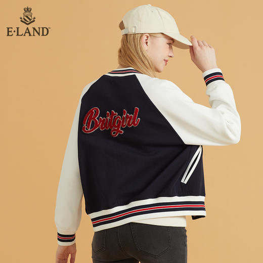 衣恋时尚运动拼接藏青色棒球服EEMTB49C7M 商品图2