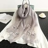 QM-YT00153A 秋季新款真丝丝巾桑蚕丝围巾 百搭刺绣蝴蝶真丝羊毛混围巾披肩女 商品缩略图5