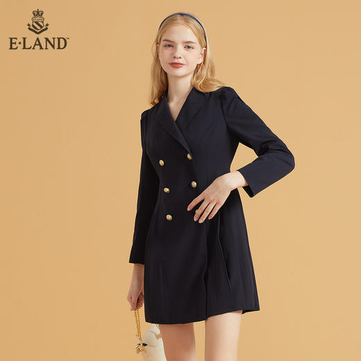 衣恋学院风西装领双排扣西装连衣裙EEOWB49H2C 商品图1