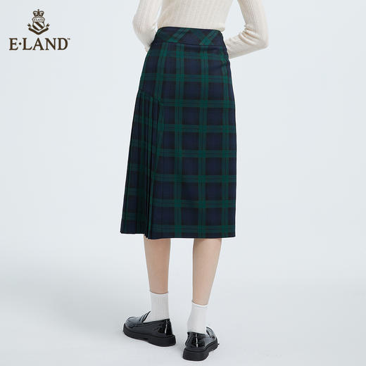 衣恋学院风A字格纹不对称半身裙EEWHB49H3M 商品图2