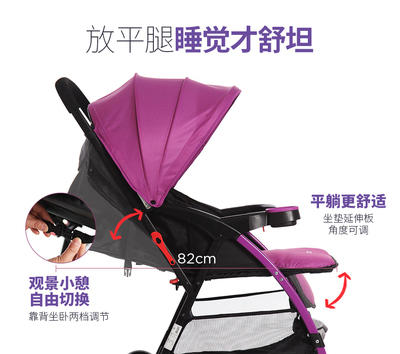 小龙哈彼超轻婴儿推车轻便折叠可坐可躺儿童伞车手推车LC596【粉色 外箱纸盒损坏】 商品图1