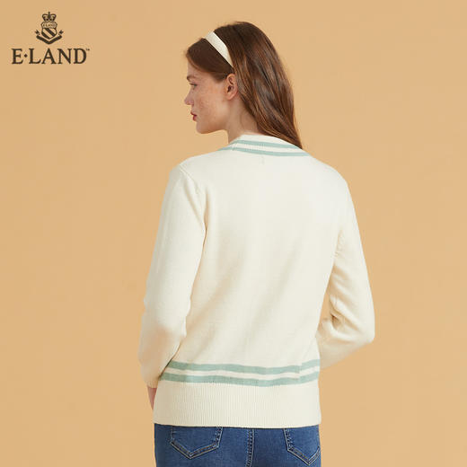 衣恋V领撞色甜美立体绞花针织毛衣EEKWB49C7C 商品图2