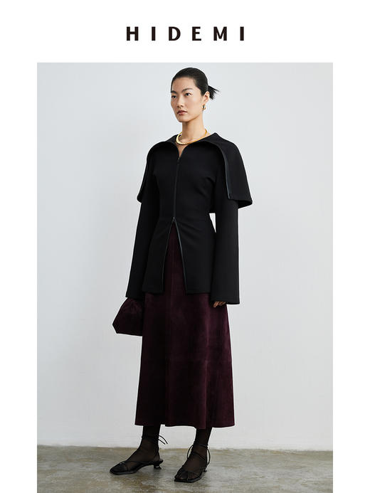 HIDEMI 显瘦设计感大翻领拉链外套 商品图3