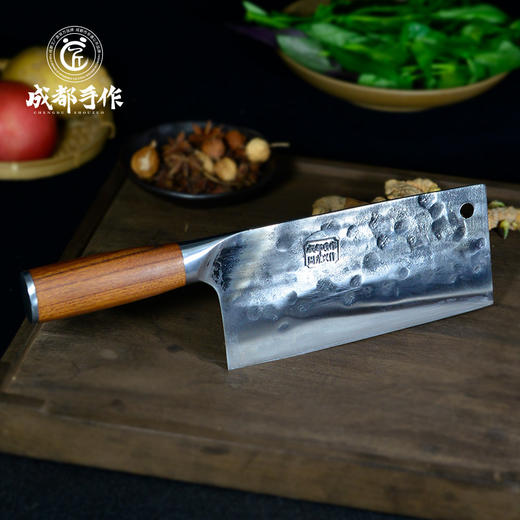 #限量钜惠#【周光兴作刀具：大师系列】成都手作周光兴作大师切片刀/斩骨刀/西厨刀 家用厨师切菜切肉砍骨剁骨剔骨刀【非遗技艺】【匠心手作】【手工锻打】锰钢夹钢老式厨房刀具 限量活动，售完即止 商品图2