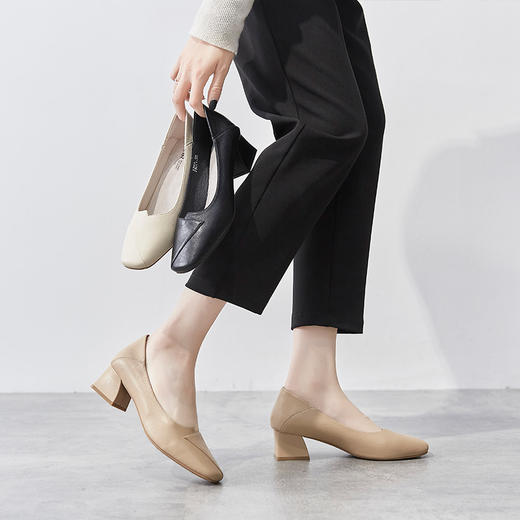 ZHR粗跟皮鞋女玛丽珍鞋子女单鞋女乐福鞋浅口女单鞋女鞋 商品图10