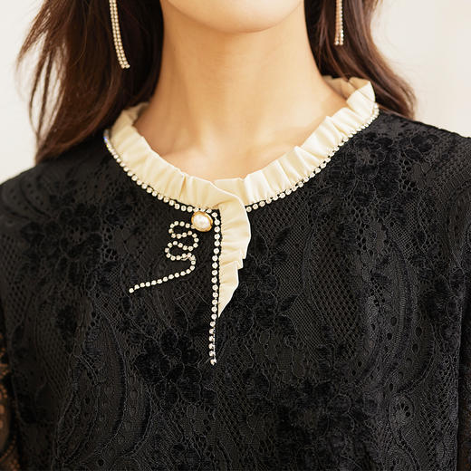 【时尚优雅，简洁大方】慕云姿2021秋季新款气质蕾丝提花连衣裙 商品图2