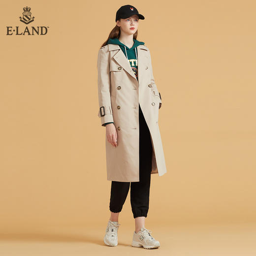 衣恋帅气小个子假两件双排扣腰带风衣外套EEJTB49H4C 商品图1