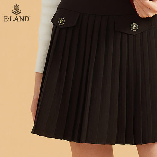 衣恋设计感高腰个性黑色百褶短裙EEWHB49Q3N 商品图3