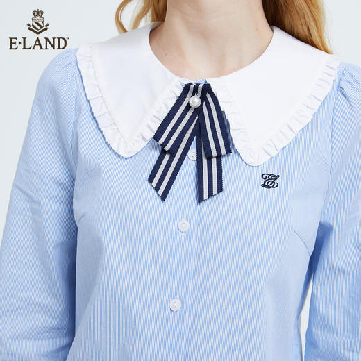 衣恋甜美竖条纹木耳边娃娃领衬衫EEBWB49C2C 商品图3