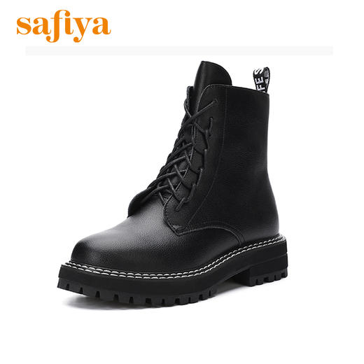 Safiya索菲娅明星款穿绳马丁靴侧拉链系带四季短靴SF04116223 商品图1