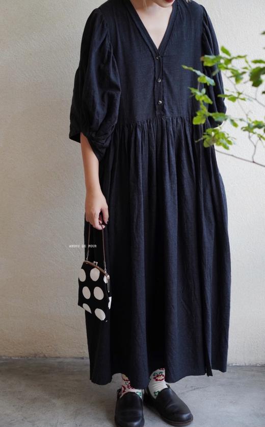 elsa esturgie 炭黑结袖设计连衣裙 商品图1