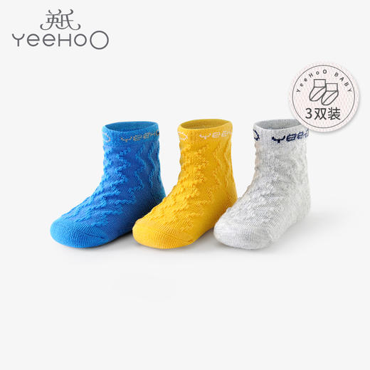 英氏-鞋袜类（秋）E15A抗菌袜(3双装）蓝11CM 商品图3