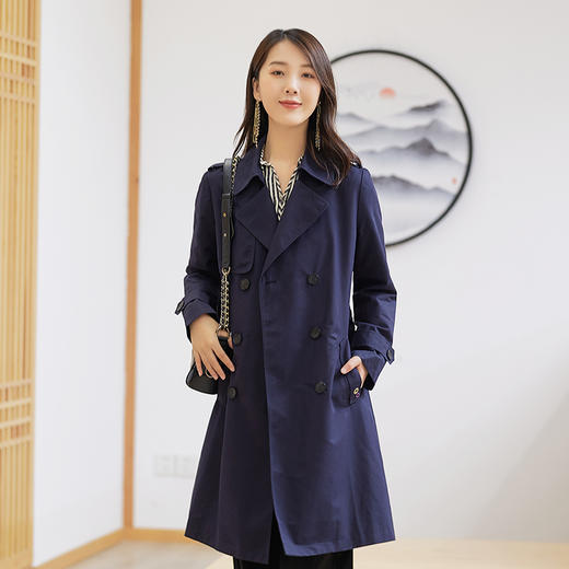 【简约大方，优雅时尚】慕云姿重工切尔西收腰中长款风衣 商品图1