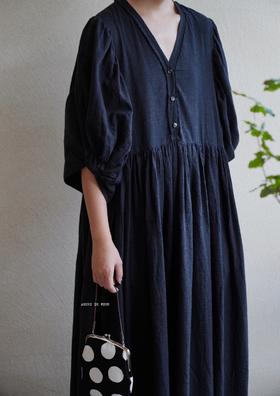 elsa esturgie 炭黑结袖设计连衣裙
