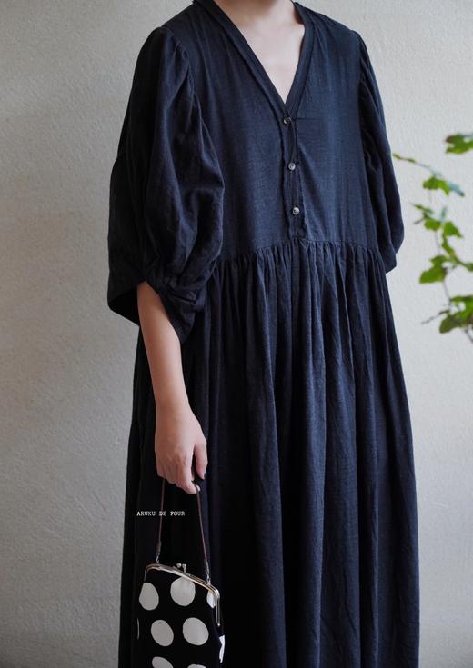 elsa esturgie 炭黑结袖设计连衣裙 商品图0