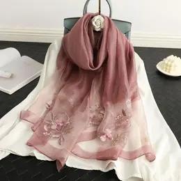 QM-YT00153A 秋季新款真丝丝巾桑蚕丝围巾 百搭刺绣蝴蝶真丝羊毛混围巾披肩女 商品图3