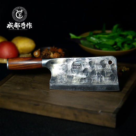 #限量钜惠#【周光兴作刀具：大师系列】成都手作周光兴作大师切片刀/斩骨刀/西厨刀 家用厨师切菜切肉砍骨剁骨剔骨刀【非遗技艺】【匠心手作】【手工锻打】锰钢夹钢老式厨房刀具 限量活动，售完即止 商品图1
