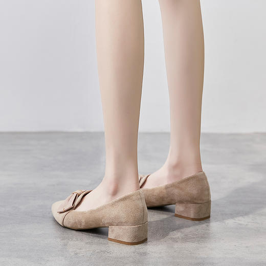 ZHR【蝴蝶结】粗跟通勤工作鞋浅口尖头鞋子女婚鞋女乐福鞋女单鞋女鞋 商品图12
