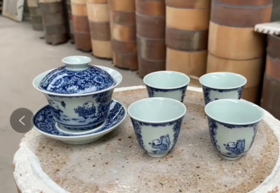 杜芳星:万花开窗婴戏图茶具套组 一盖碗四杯