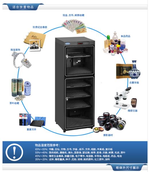 思锐（SIRUI）防潮柜HC40 HC50 HC70 HC110  HC-200 办公家用 电子防潮箱（相机 镜头 书籍 邮票 收藏家）大型干燥箱防潮柜 商品图9