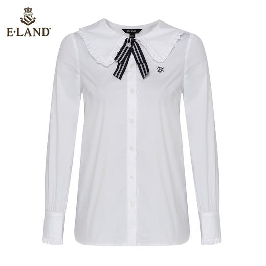 衣恋甜美竖条纹木耳边娃娃领衬衫EEBWB49C2C 商品图4