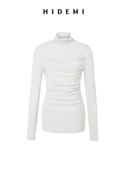HIDEMI 中高领弹力打底上衣 黑色/焦糖色/白色 商品图12