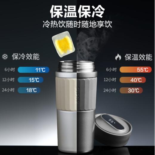 苏泊尔（SUPOR）保温杯智能显温纯钛水杯男女士咖啡杯商务办公室泡茶杯大容量便携带茶滤随身杯子 礼盒装 42HV10珠光白 420ML 商品图3