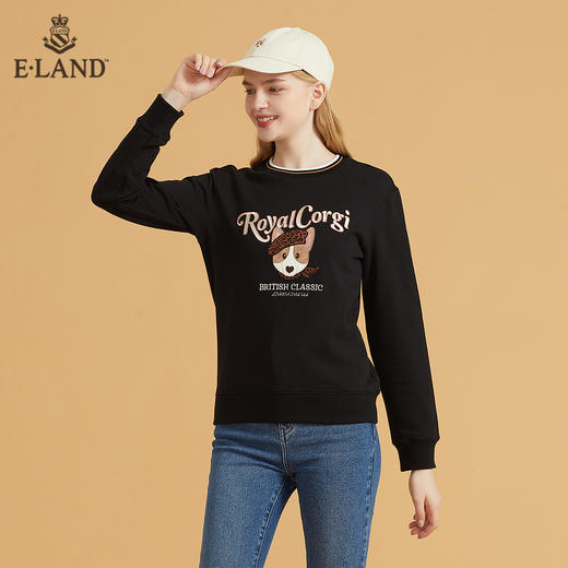 衣恋宽松简约撞色圆领柯基长袖卫衣EEMTB49C6M 商品图1